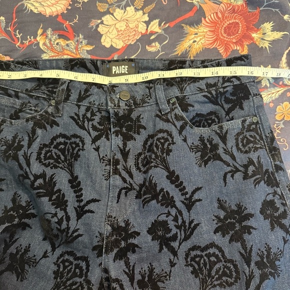 Paige Leenah Ankle Jeans Damask Floral Flocking size 30 - Picture 10 of 13